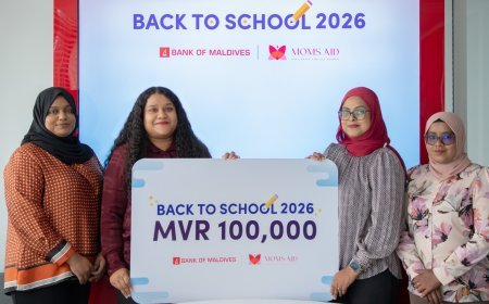Bank of Maldives Donates MVR 100,000 to MOMS Aid's Back to School Campaign