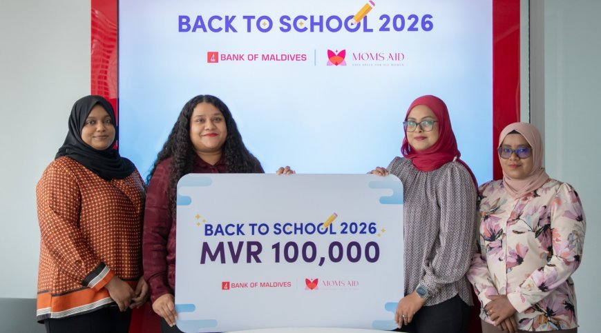 Bank of Maldives Donates MVR 100,000 to MOMS Aid's Back to School Campaign