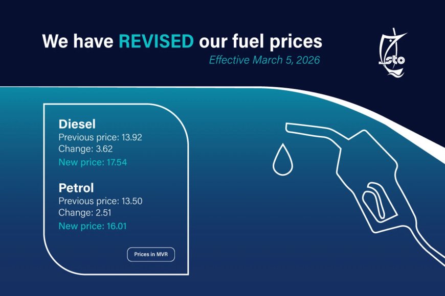 STO Revises Fuel Prices Effective 5 March 2026, With Diesel Rising to MVR 17.54 and Petrol to MVR 16.01 Per Litre